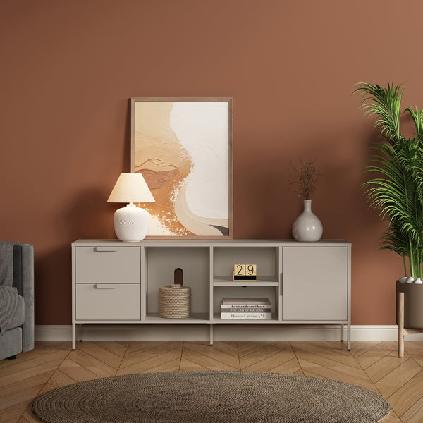 Mueble de TV Kliri 2 cajones 150x35x58cm - Color camel [en.casa]
