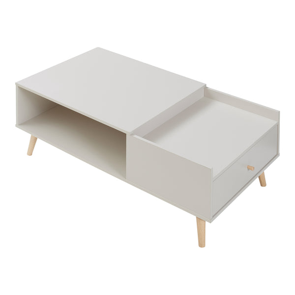Mesa de centro Hallevil con cajón 106x59x44 cm Gris claro [en.casa]