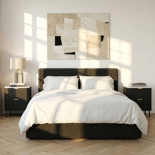Conjunto de 2 mesas de noche Olvehok con 2 cajones 55x52x38cm - Negro [en.casa]