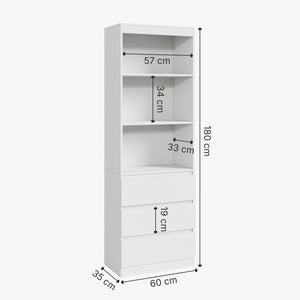 Estantería Les con 3 cajones 180x60x35 cm Blanco [en.casa]