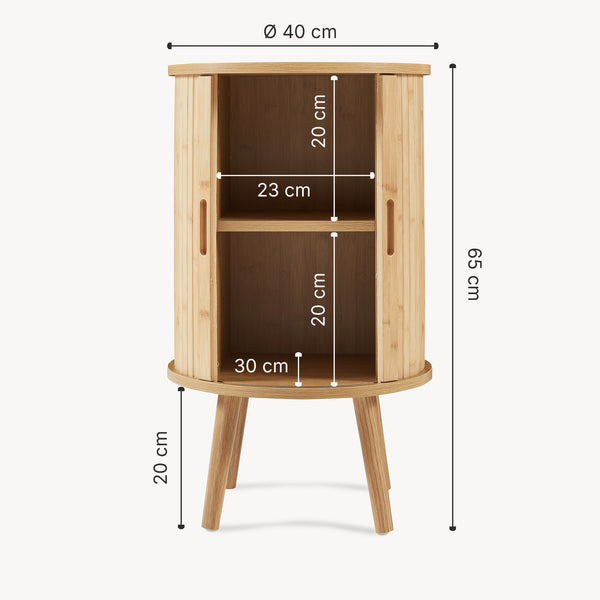 Mesa de noche Nordkapp bambú madera 65xØ40 cm [en.casa]