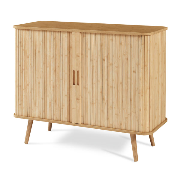 Aparador Nordkapp con 2 puertas bambú pino 100x40x80cm - Natural [en.casa]