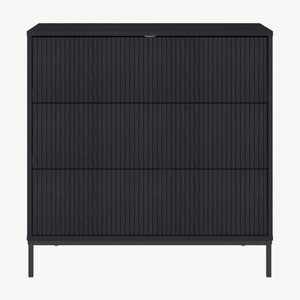 Cajonera Nykapin con 3 cajones MDF 80x80x40cm - Negro [en.casa]