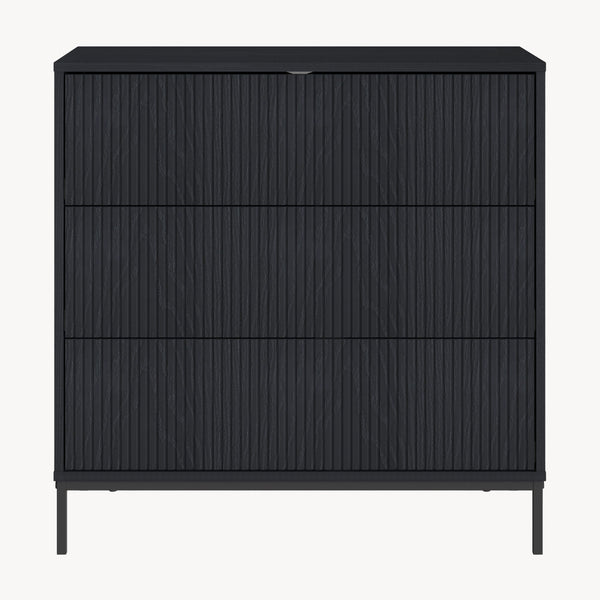 Cajonera Nykapin con 3 cajones MDF 80x80x40cm - Negro [en.casa]