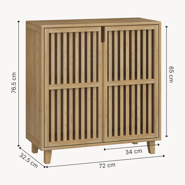 Armario auxiliar Sirgerg 2 puertas bambú 77x72x33 cm Natural [en.casa]