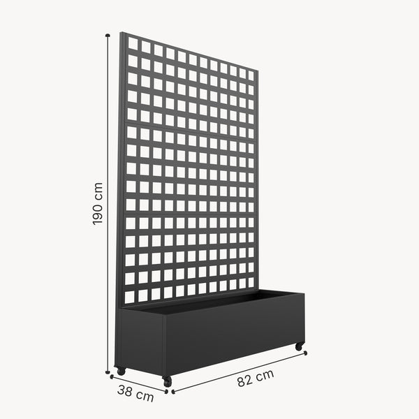 Tabique Toma con macetero de acero 190x82x38 cm Negro [casa.pro]