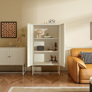 Armario multiusos Viitasaari con 2 puertas acero 150x80x40cm - Blanco crema [en.casa]