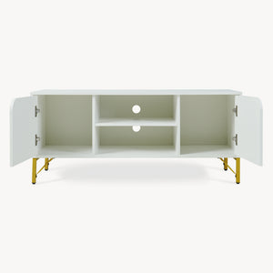 Mueble de televisión Reyri 120x39x52 cm Blanco/Dorado [en.casa]
