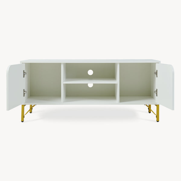 Mueble de televisión Reyri 120x39x52 cm Blanco/Dorado [en.casa]