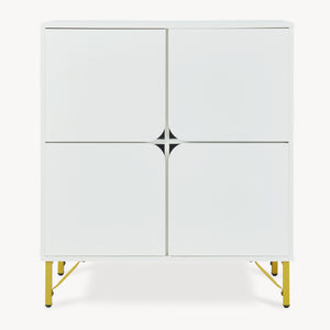 Aparador Reyri 90x80x35 cm Blanco/Dorado [en.casa]