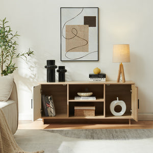 Mueble de TV Kenta con compartimentos 120x39x52 cm - Roble sonoma / Blanco [en.casa]