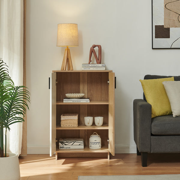 Armario auxiliar Kenta 90x60x35 cm aspecto roble Sonoma/blanco [en.casa]