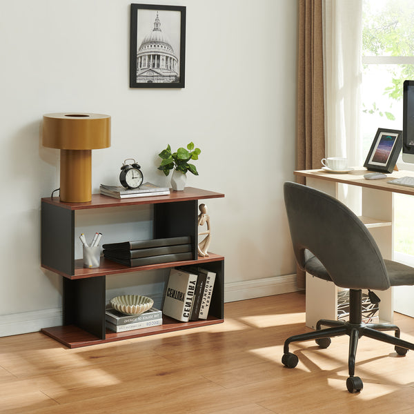 Mesa auxiliar Trond 80x29x60 cm Negro/Aspecto nogal [en.casa]