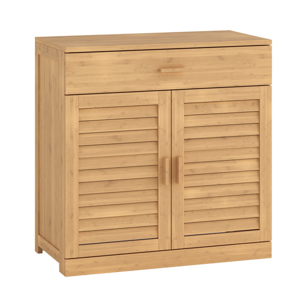 Zapatero Aarela 2 puertas + cajón bambú 67x66x34cm Natural [en.casa]