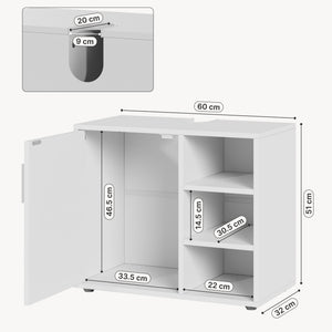 Mueble bajo lavabo Kulaik 1 puerta 3 estantes 51x60x32cm - Blanco [en.casa]