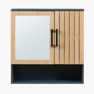 Armario con espejo Svanes 58x56x13 cm Gris oscuro/Natural [en.casa]