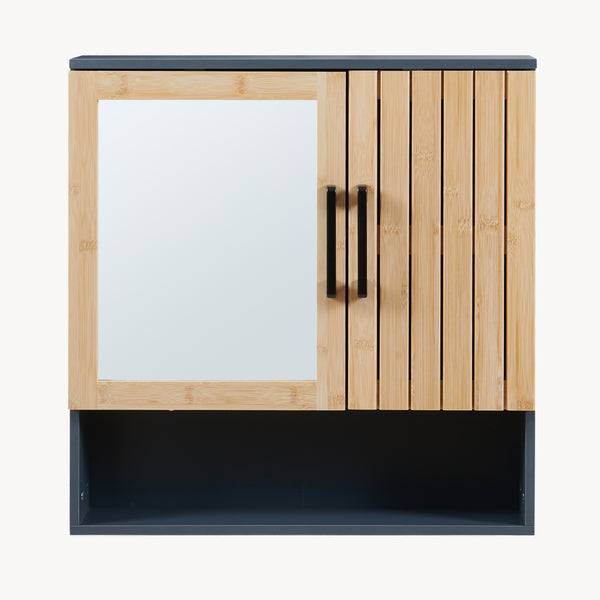 Armario con espejo Svanes 58x56x13 cm Gris oscuro/Natural [en.casa]