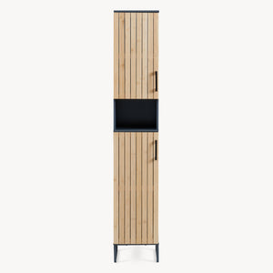 Armario alto Svanes 170x30x30 cm Gris oscuro/Natural [en.casa]
