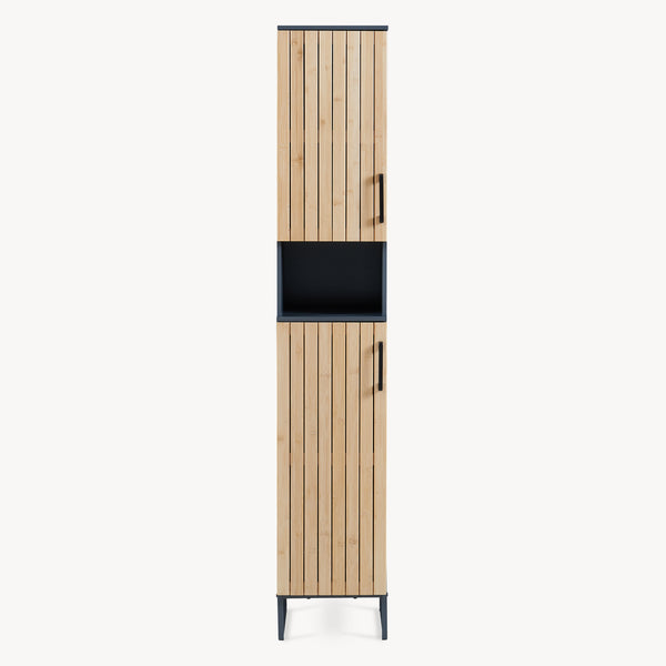 Armario alto Svanes 170x30x30 cm Gris oscuro/Natural [en.casa]
