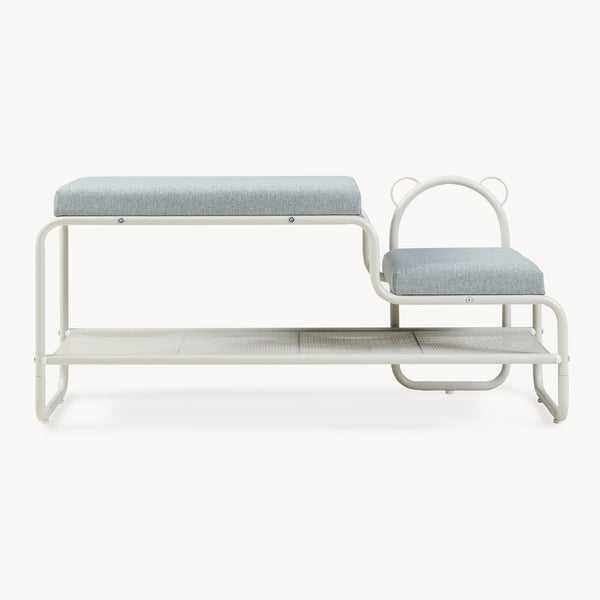Banco zapatero Jässaatka metal/textil 100x32x46cm - Gris [en.casa]