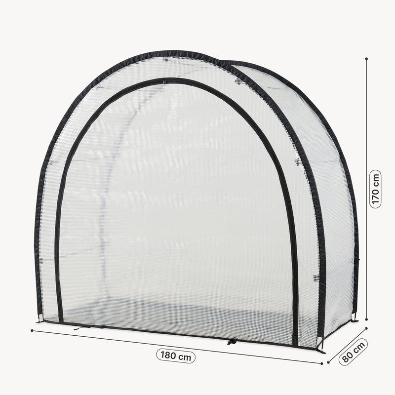 Esquema acotado Invernadero Pequeño Exterior Larshasas con cremallera 180x80x170cm - Transparente [en.casa]