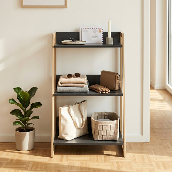 Estantería Kuomi 84x53x47 cm Beige/Gris Oscuro [en.casa]