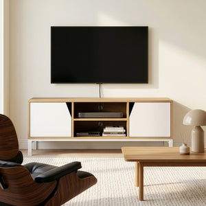 Mueble de televisión Kerrköndam 120x40x46 cm aspecto roble/blanco [en.casa]