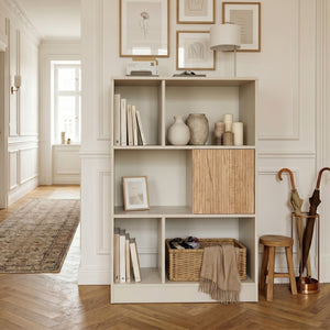 Estantería Karena 112x70x30 cm Crema blanca/Aspecto roble [en.casa]