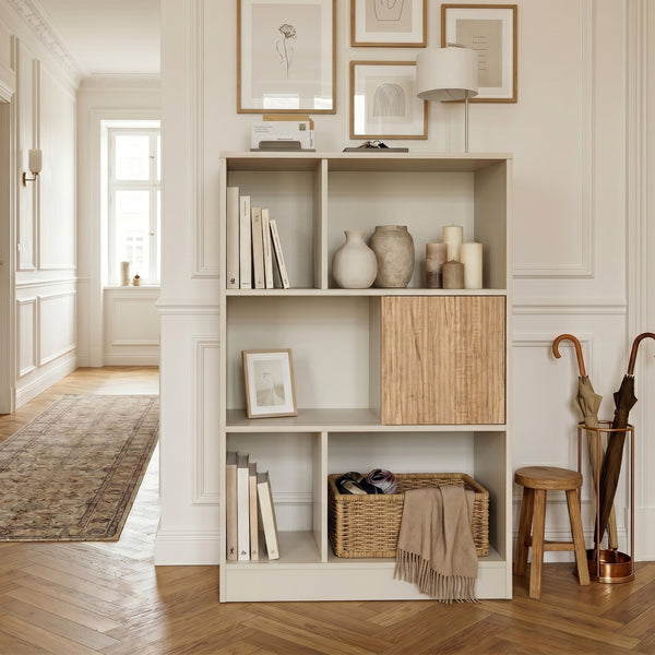 Estantería Karena 112x70x30 cm Crema blanca/Aspecto roble [en.casa]