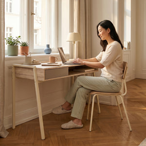 Escritorio Boderas 107x55x78 cm Beige/Travertino [en.casa]