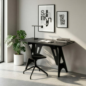 Escritorio Bostenenna 120x60x75 cm Negro con vetas de madera [en.casa]