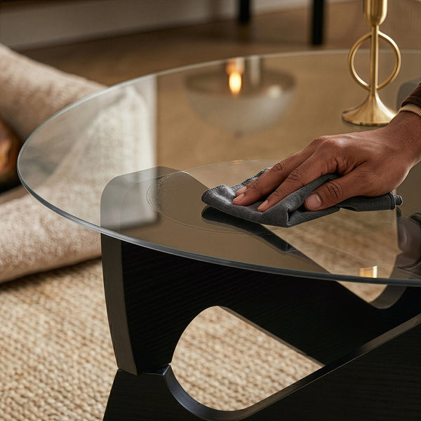 Mesa de centro Reypio Ø70x35 cm Negro/Gris [en.casa]