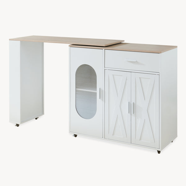 Mesa de comedor extensible Kudebola 115x40x94 cm aspecto roble/blanco [en.casa]