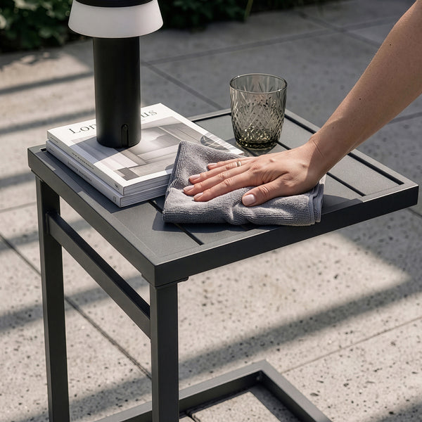 Mesa auxiliar de exterior Gaby acero 58x40x30 cm gris antracita [casa.pro]
