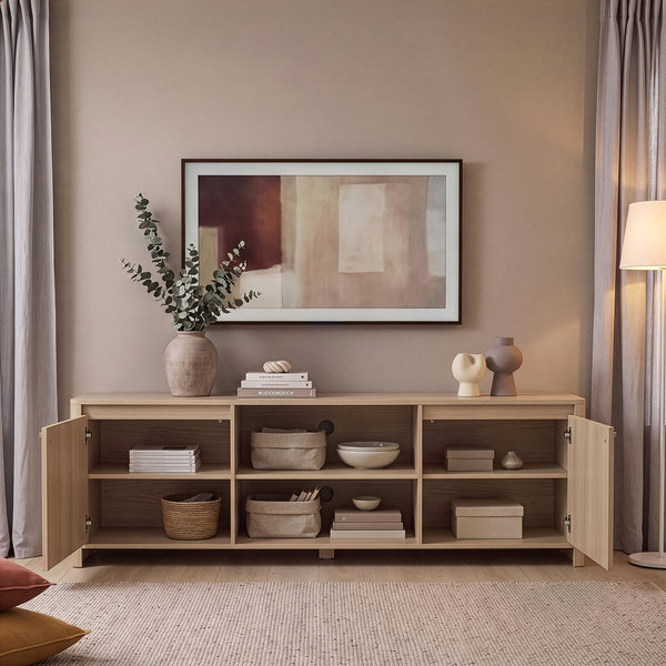 Mueble de televisión Takranmaa 150x40x50 cm efecto roble [en.casa]