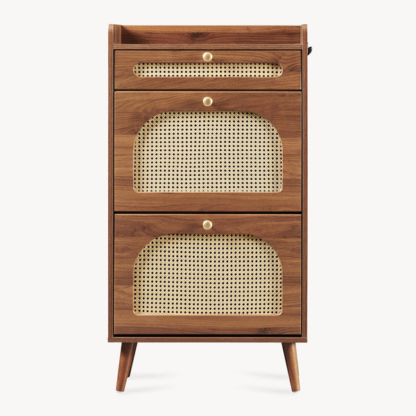 Zapatero Virievarnu 111x60x24 cm aspecto nogal [en.casa]