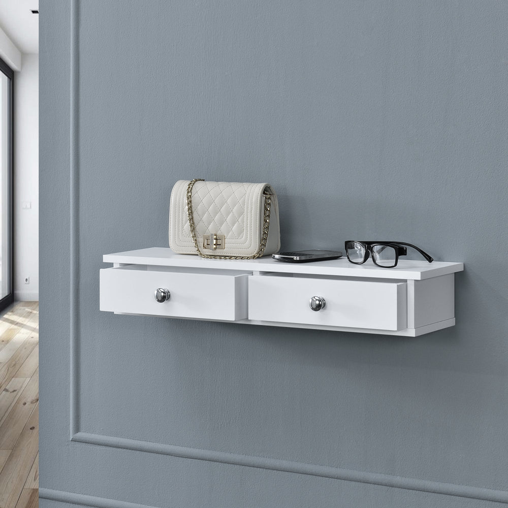 Estante de pared Geeste 60x15x10 cm con 2 cajones Blanco [en.casa] - premiumXL