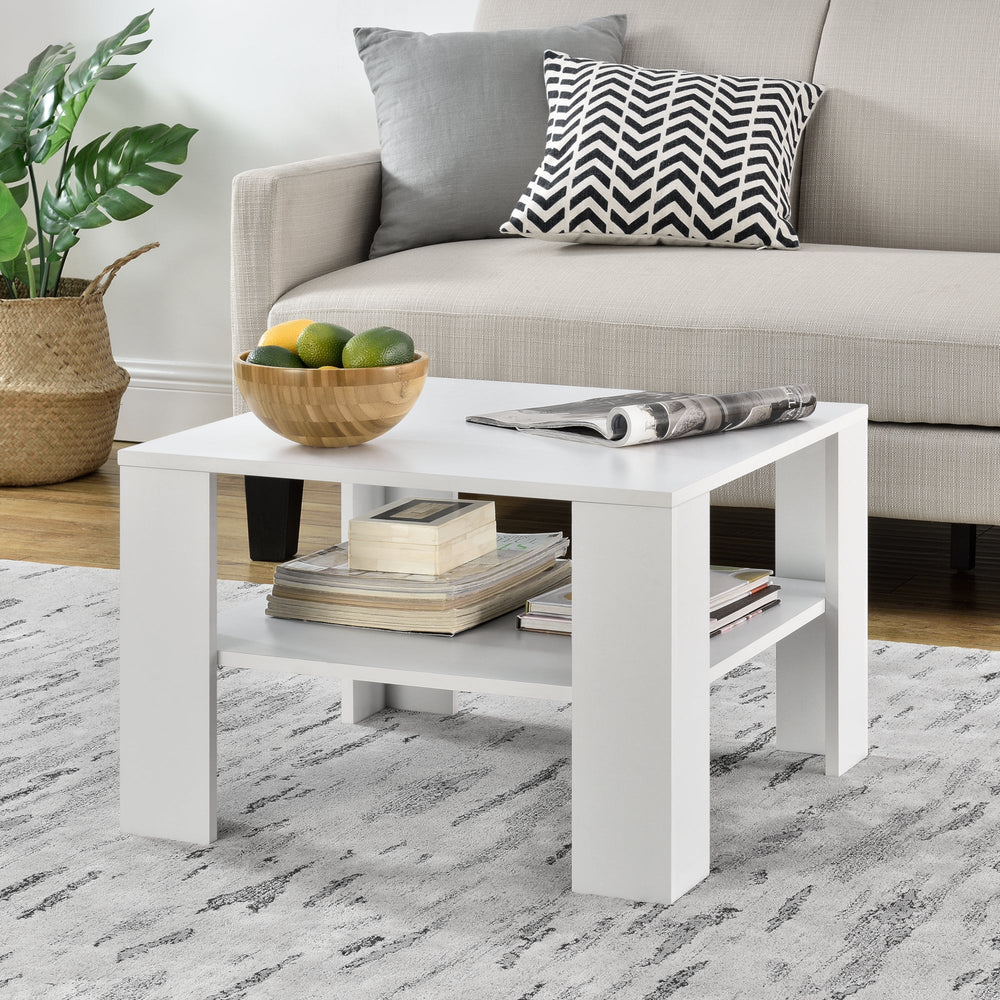 Mesa de centro Aachen 60x60x40 cm con estante Blanco en.casa - premiumXL
