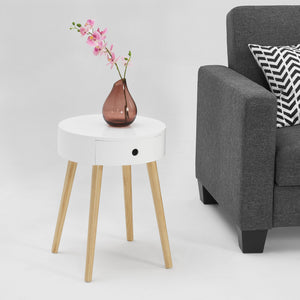 Mesita de noche Aurich 50x38x38 cm con cajón diseño retro blanco en.casa