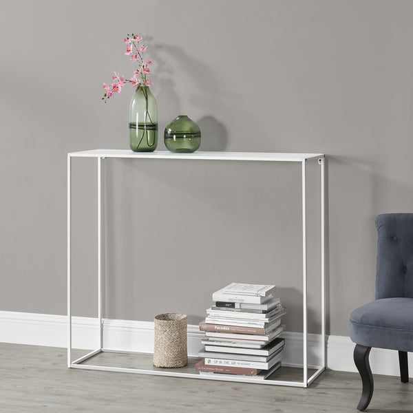 Mesa consola Aiora 95x110x32cm Metal Blanco [en.casa]