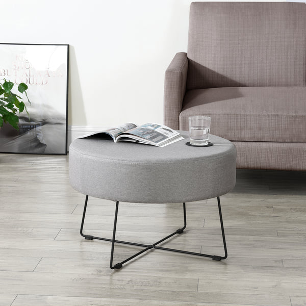 Mesa de centro Nelson Ø 60 cm Tapizado Gris/Negro en.casa
