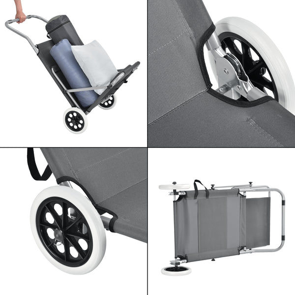 Set de 2 tumbonas Falun con toldo y ruedas Antracita casa.pro