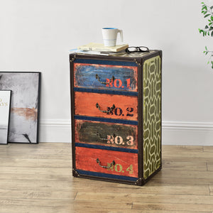 Cómoda Geeste 66x40x30 cm con 4 cajones Cuero sintético Multicolor en.casa