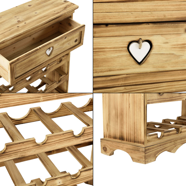 Estante para vino Mosel 86x55x22 cm para 16 botellas con cajón en.casa