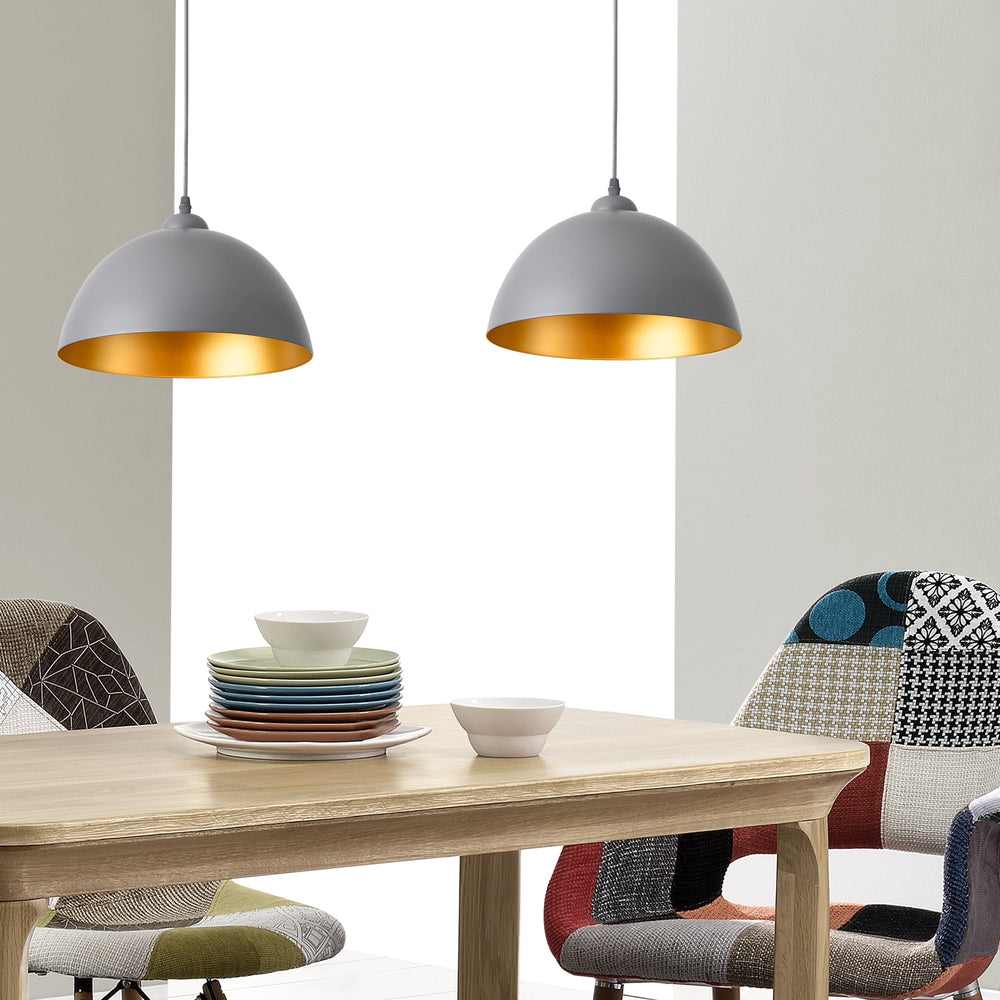 Juego de 2 lámparas colgantes Toulon metal gris - oro lux.pro - premiumXL