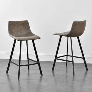 Set de 2 taburetes de bar Edinburgh con patas de metal Imitación de ante Acolchado Gris oscuro en.casa