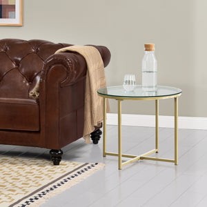 Mesa auxiliar Alavieska estructura de acero 50 x 42 cm Oro en.casa