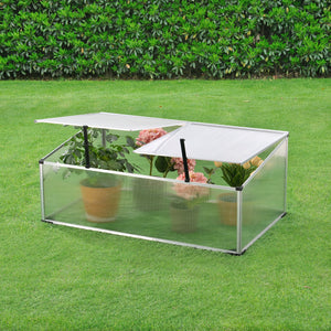 Cajón de cultivo Hoorn con techo dividido 100x60x40 cm aluminio policarbonato en.casa