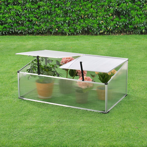 Cajón de cultivo Hoorn con techo dividido 100x60x40 cm aluminio policarbonato en.casa