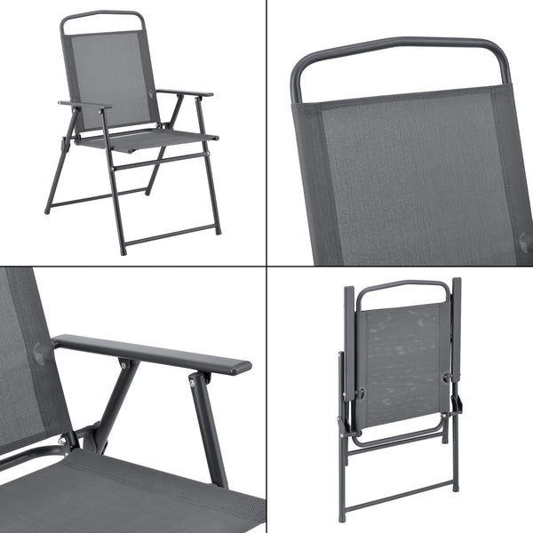 Conjunto de muebles de jardín Milagro Sillas con mesa 4 sillas y sombrilla Negro Gris oscuro en.casa